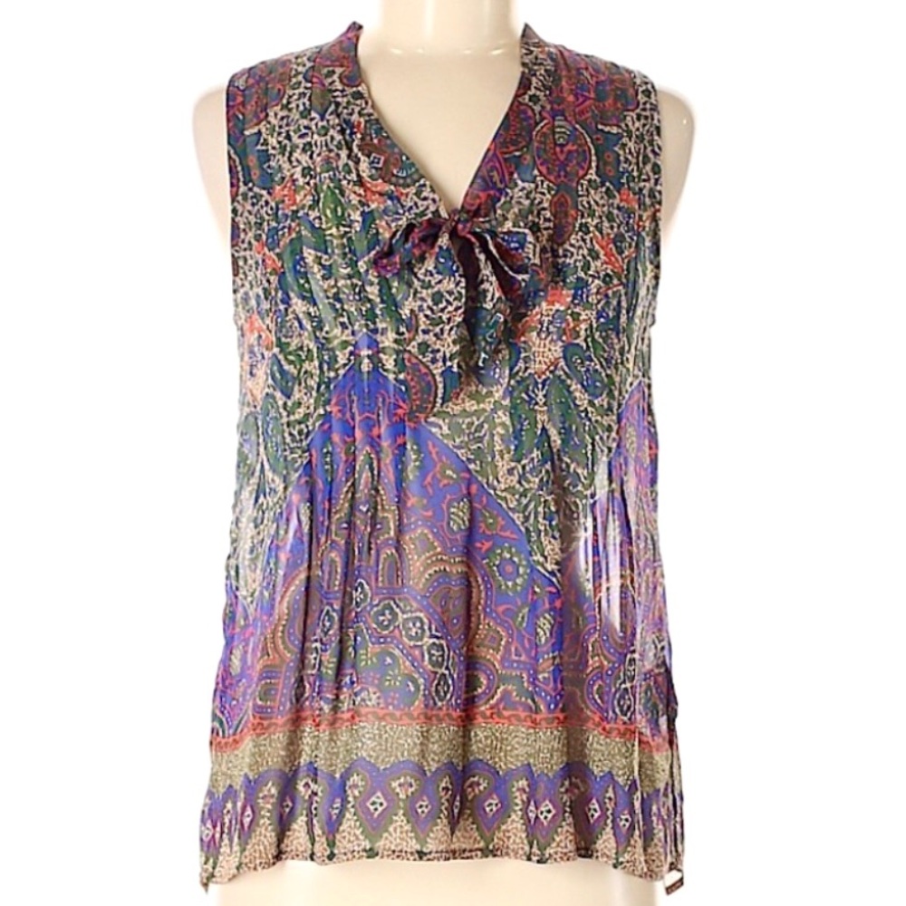 Joie Sleeveless Blouse with Tie Neck